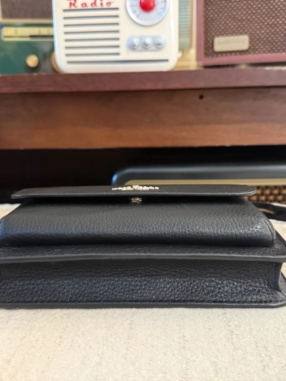 Kate Spade New York Black Leather Crossbody Wallet Clutch | Pebbled Leather | LN